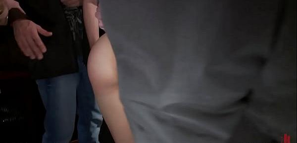 Puffy pussy blonde sub fucked in public